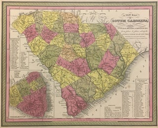 Item #293169 A New Map of South Carolina with its Canals, Roads & Distances from place to place...