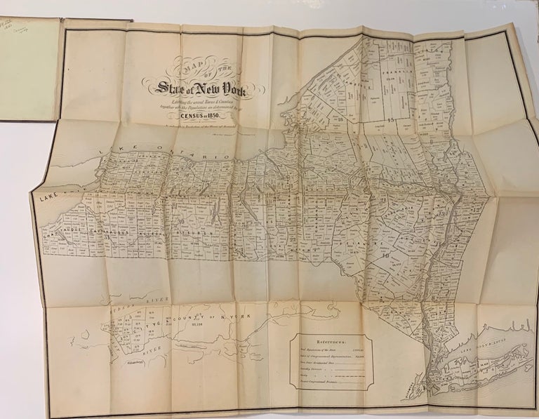 Item #293335 A Map of the State of New York; Exhibiting the several Towns & Counties together with the Populations as determined by the Census of 1850. Alex ROBERTSON.