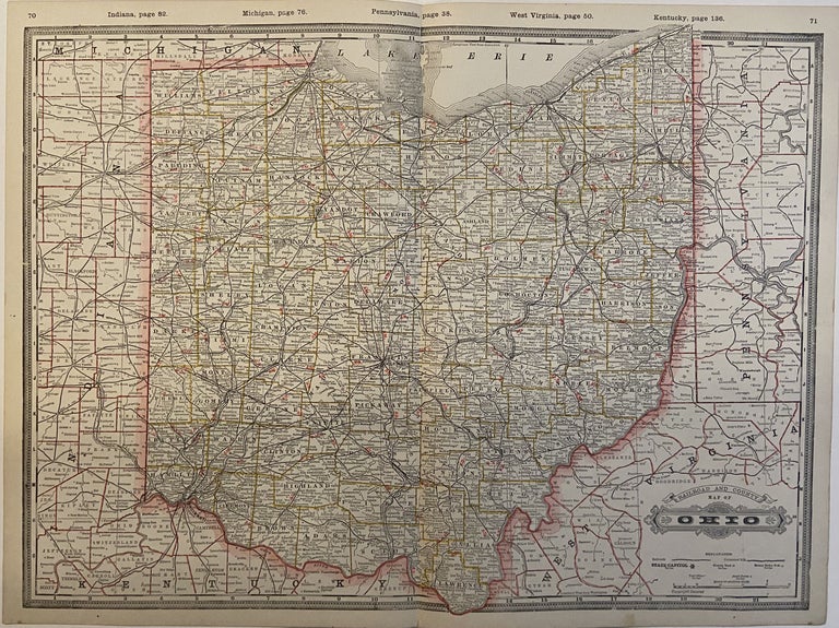 Item #294403 Railroad and County Map of Ohio. George CRAM.