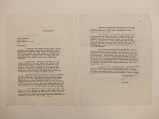 Item #295715 Signed Typed Carbon Letter. Will LANG