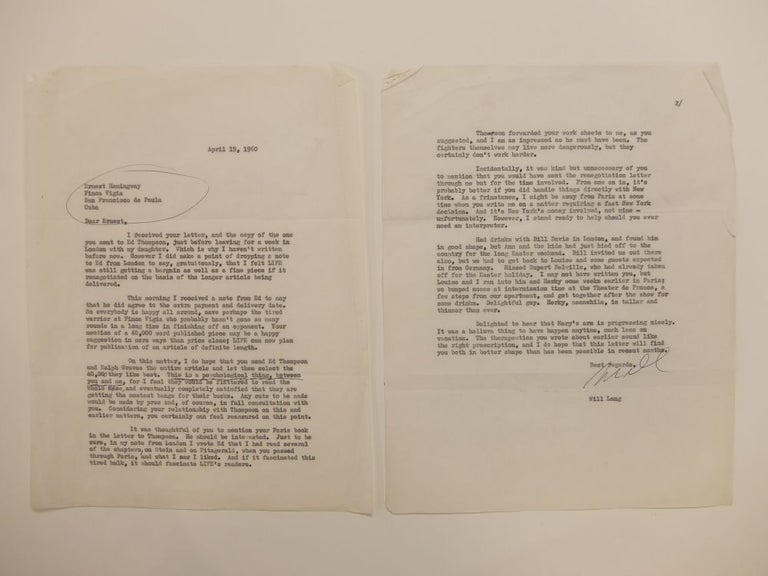 Item #295715 Signed Typed Carbon Letter. Will LANG.
