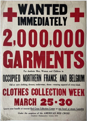 Item #296113 Wanted Immediately 2,000,000 Garments. American Red Cross