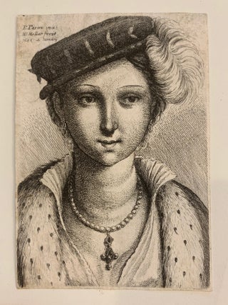 Item #296553 Untitled (Woman with dark plumed hat). Wenceslaus HOLLAR