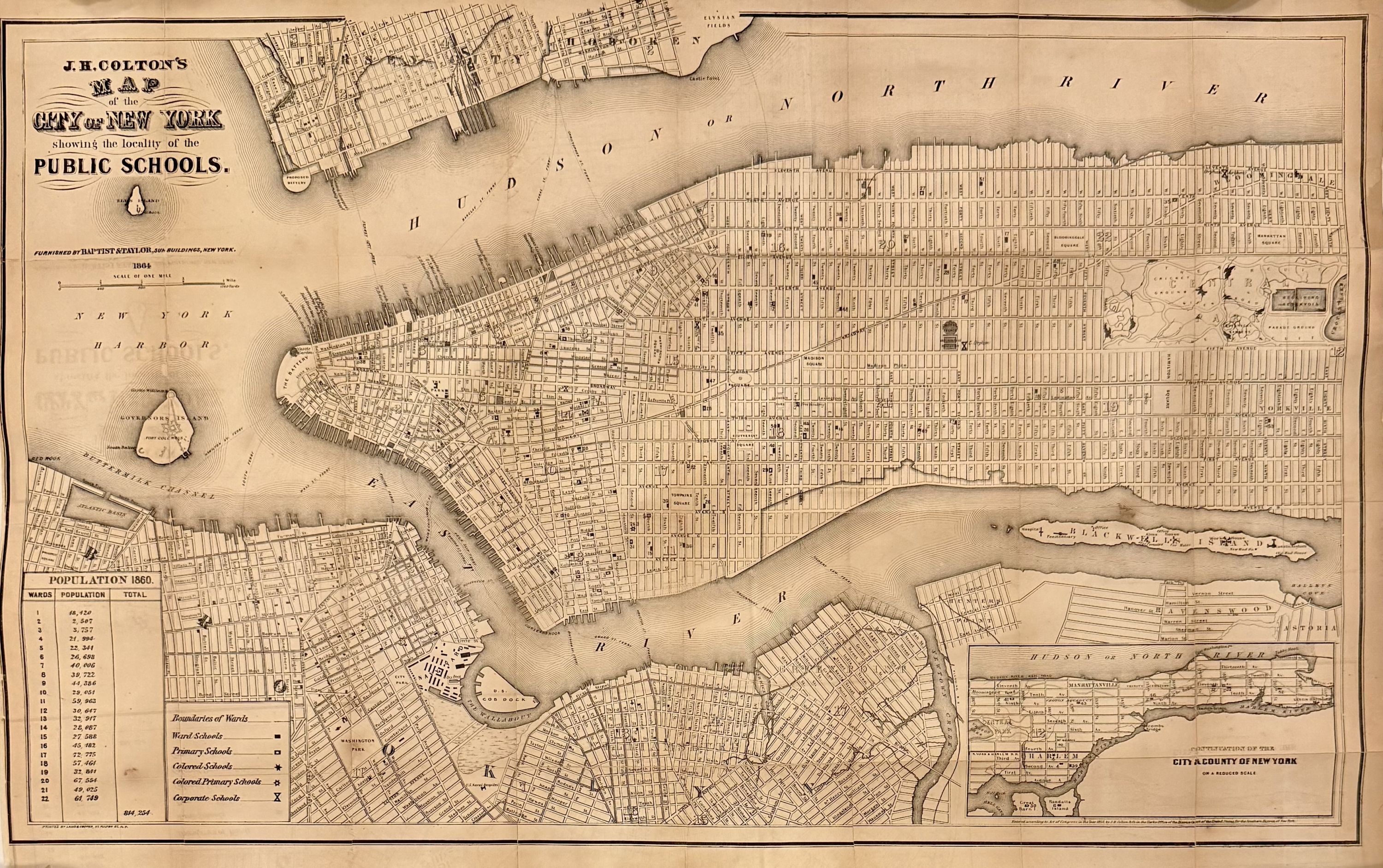 Map of the City of New York Showing the Locality of the Public Schools