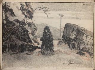 Item #299542 Untitled (Car in the snow). Gordon GRANT