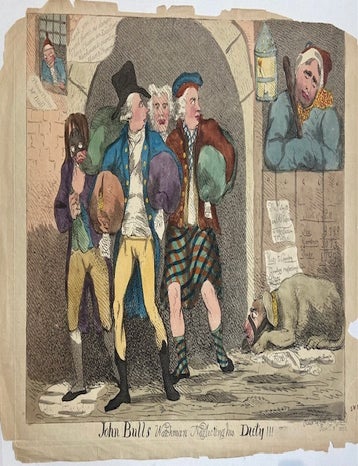 Item #299544 John Bull's Watchman Neglecting His Duty!!! John CAWSE.
