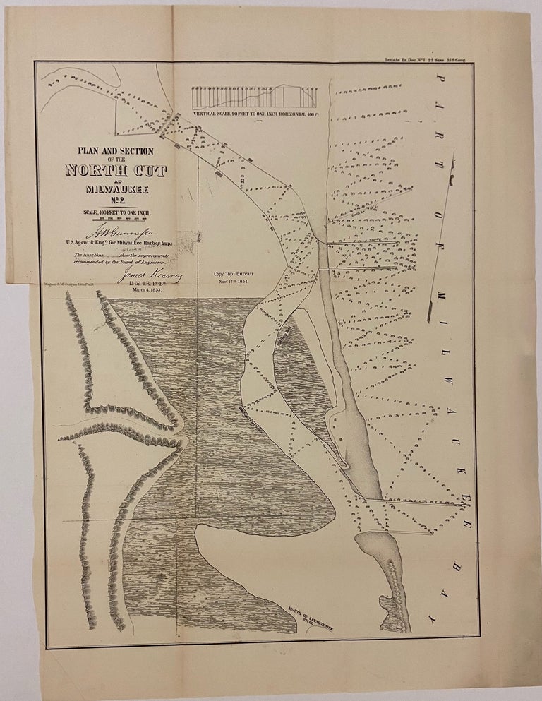 Item #299854 Plan and Section of the North Cut at Milwaukee No. 2. J. H. GUNNISON.