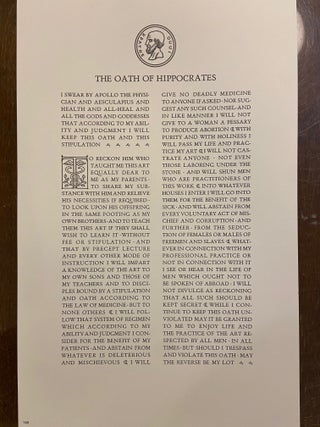 Item #300309 The Oath of Hippocrates. HIPPOCRATES