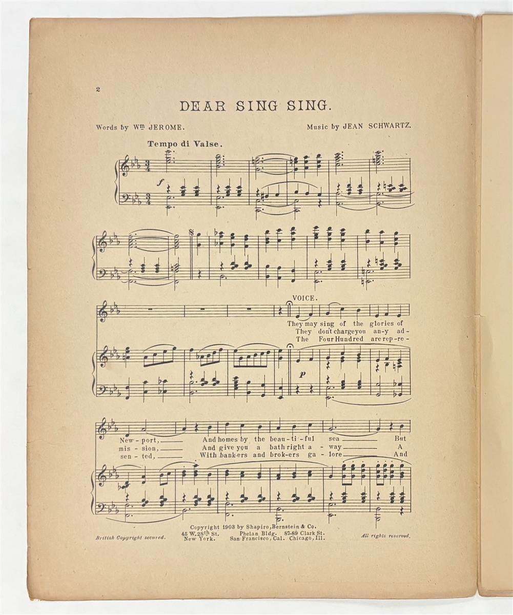 Dear Sing Sing Sheet Music | William JEROME | First