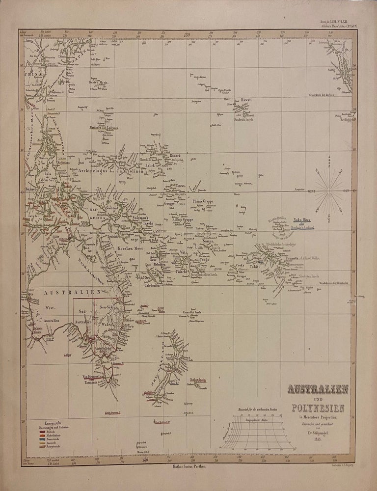 Item #301328 Australien und Polynesien in Mercators Projection. F. V. STULPNAGEL.