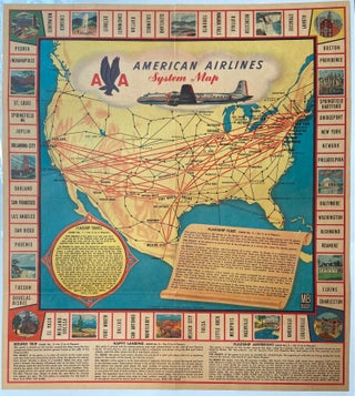 Item #301540 American Airlines System Map. Milton BRADLEY
