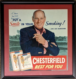 Item #301827 Cardboard lithograph advertisement for Chesterfield Cigarettes, signed "Leo...