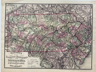 Item #301889 Watson's New County, Railroad and Distance Map of Pennsylvania and New Jersey....
