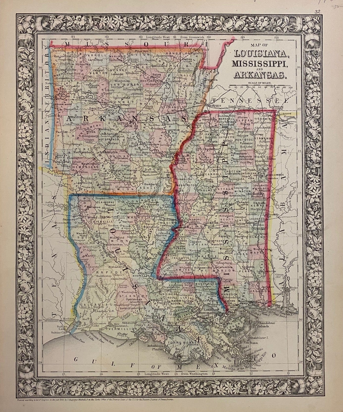 Map of Louisiana and Mississippi