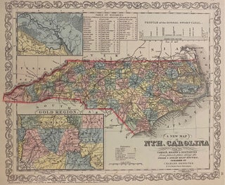 Item #303644 A New Map of the Nth. Carolina with its Canals, Roads & Distances from place to...