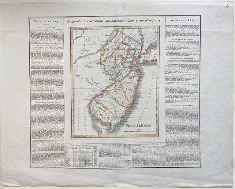 Item #303780 Geograpisch-statistische und historische Charte von Neu-Jersey. Carl Ferdinand WEILAND.