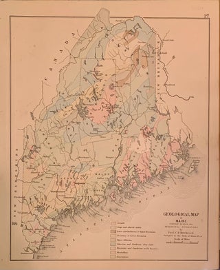 Item #304577 Geological Map of Maine Colored to show the Geological Formations. George N.&...