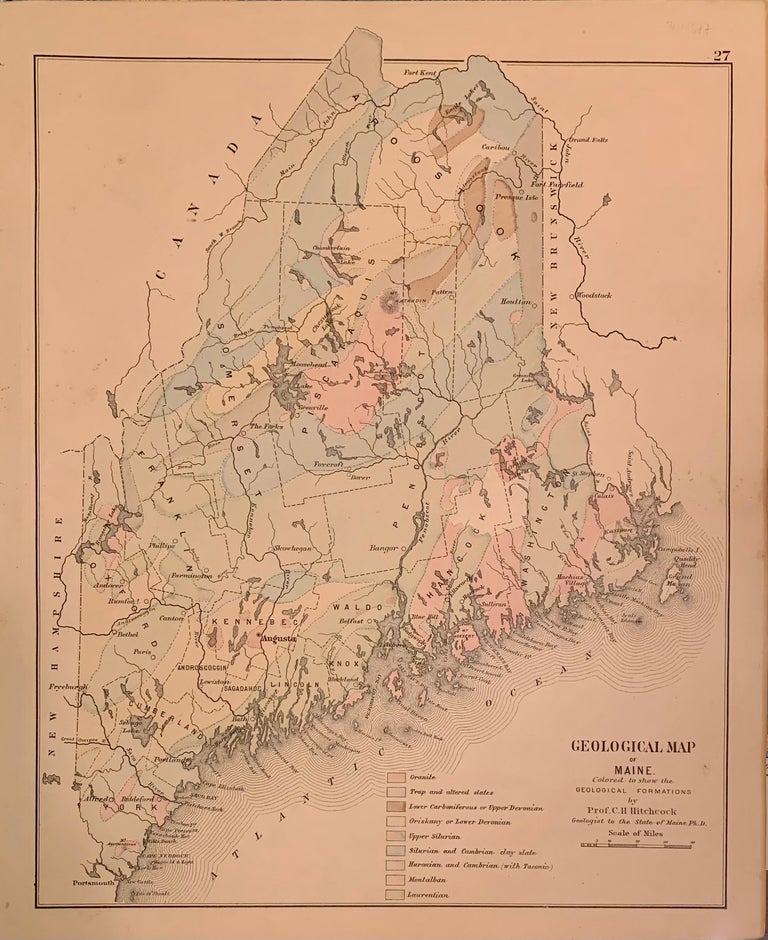 Item #304577 Geological Map of Maine Colored to show the Geological Formations. George N.& STUART COLBY.