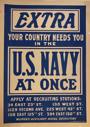 Item #306608 EXTRA Your Country Needs You In The U.S. Navy At Once. Women's Auxiliary Naval...