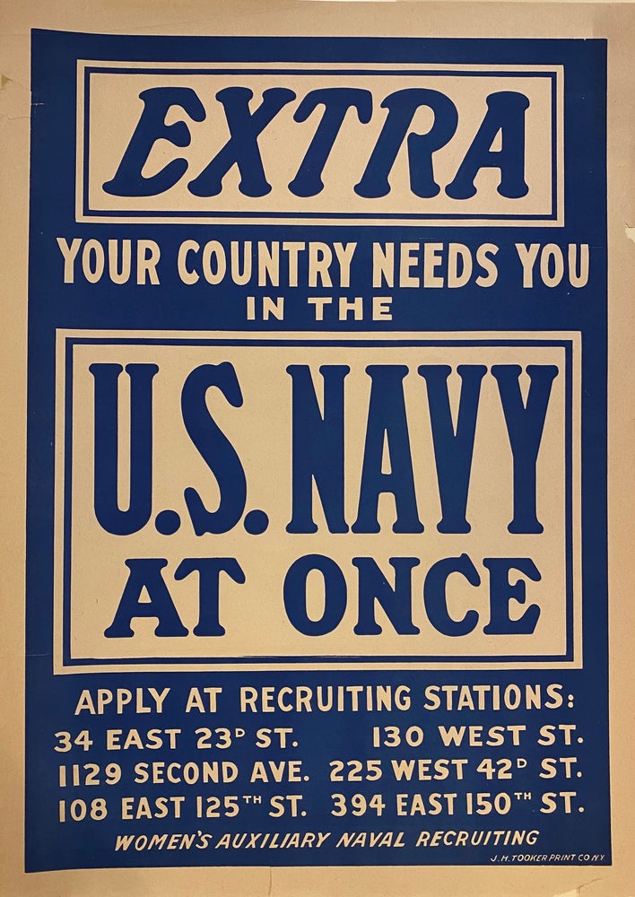 Item #306608 EXTRA Your Country Needs You In The U.S. Navy At Once. Women's Auxiliary Naval Recruiting.