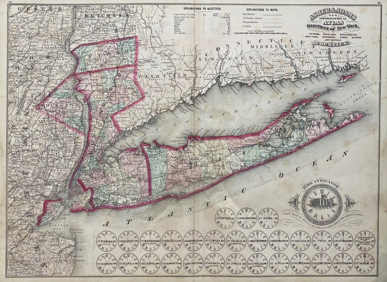 Item #308197 Asher & Adams' New Topographical Atlas and Gazetteer of New York. Putnam, Rockland, Westchester, New York, Richmond, Kings, Queens, and Suffolk. ASHER, ADAMS.
