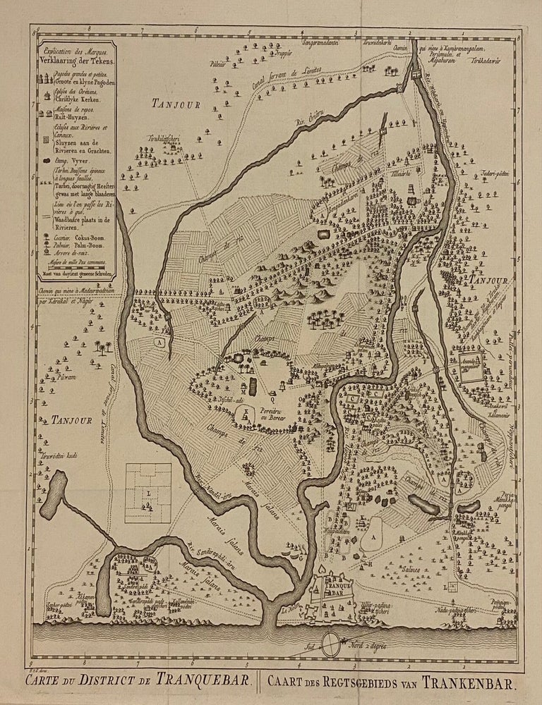 Item #308575 Carte du District de Tranquebar / Caart des Regtsgebieds van Trankenbar. Jakob van der SCHLEY.