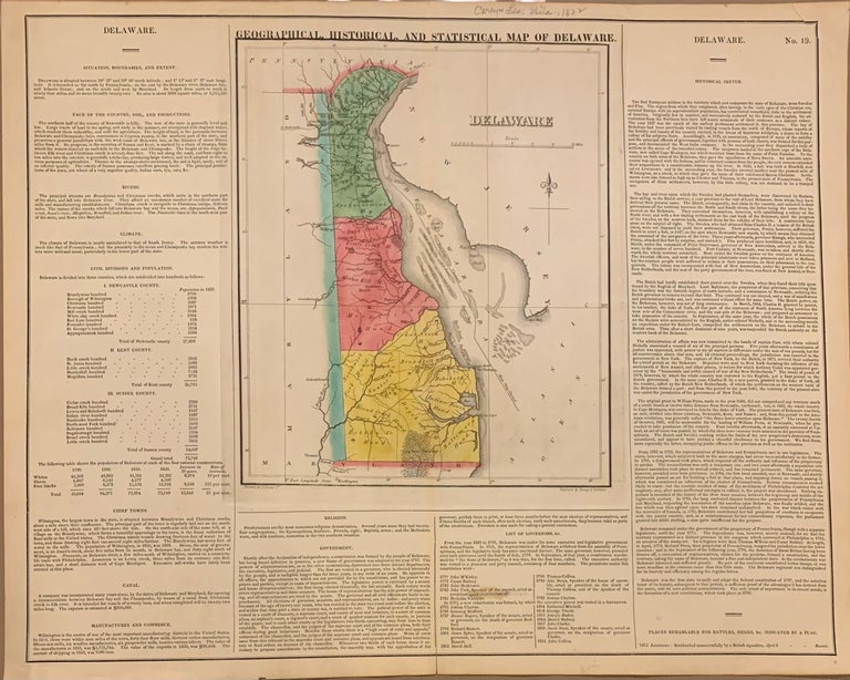 Item #309446 Geographical, Historical and Statistical Map of Delaware. CAREY, LEA.