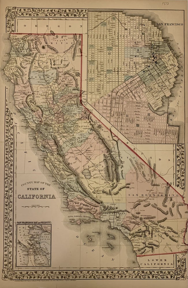 Item #309740 County Map of the State of California. Samuel Augustus Jr MITCHELL.