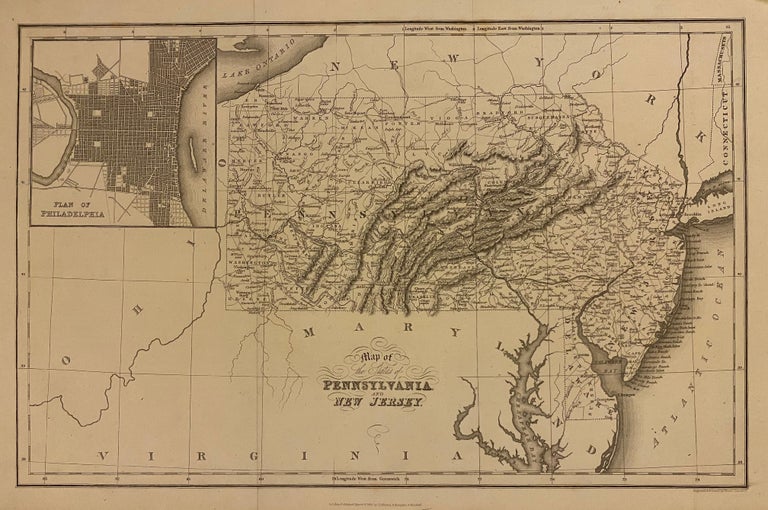 Item #309959 Map of the States of Pennsylvania and New Jersey. Isaac Taylor HINTON.