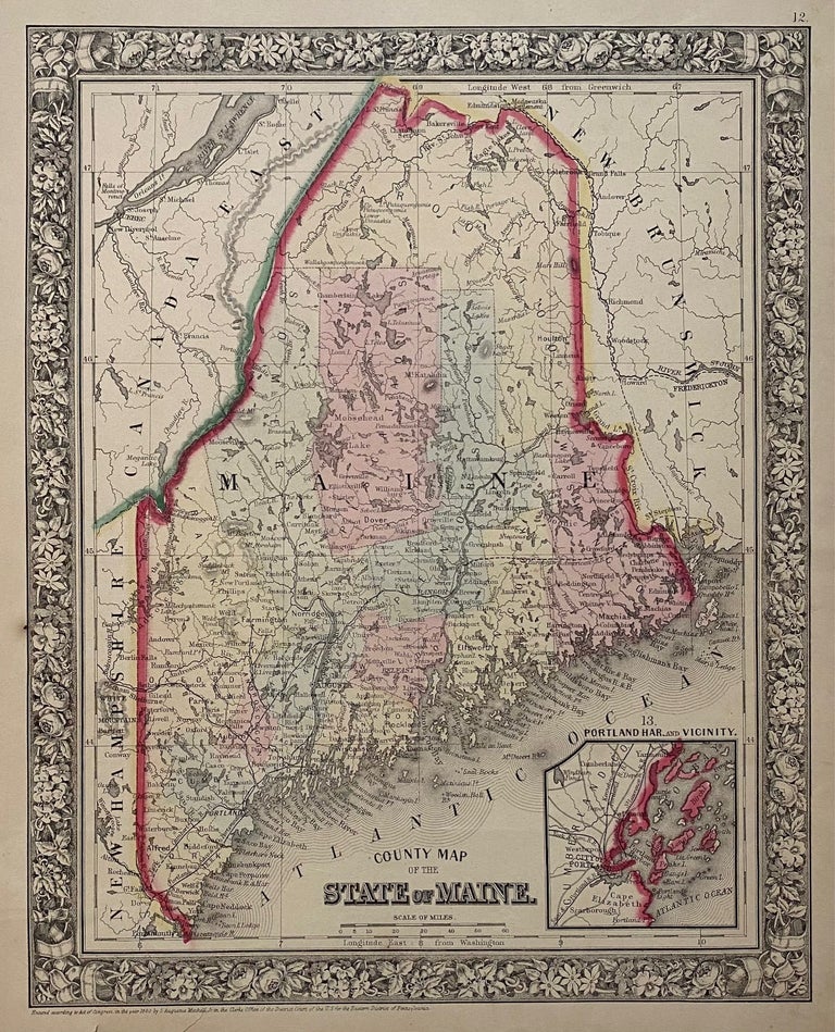 Item #310371 County Map of the State of Maine. Samuel Augustus Jr MITCHELL.