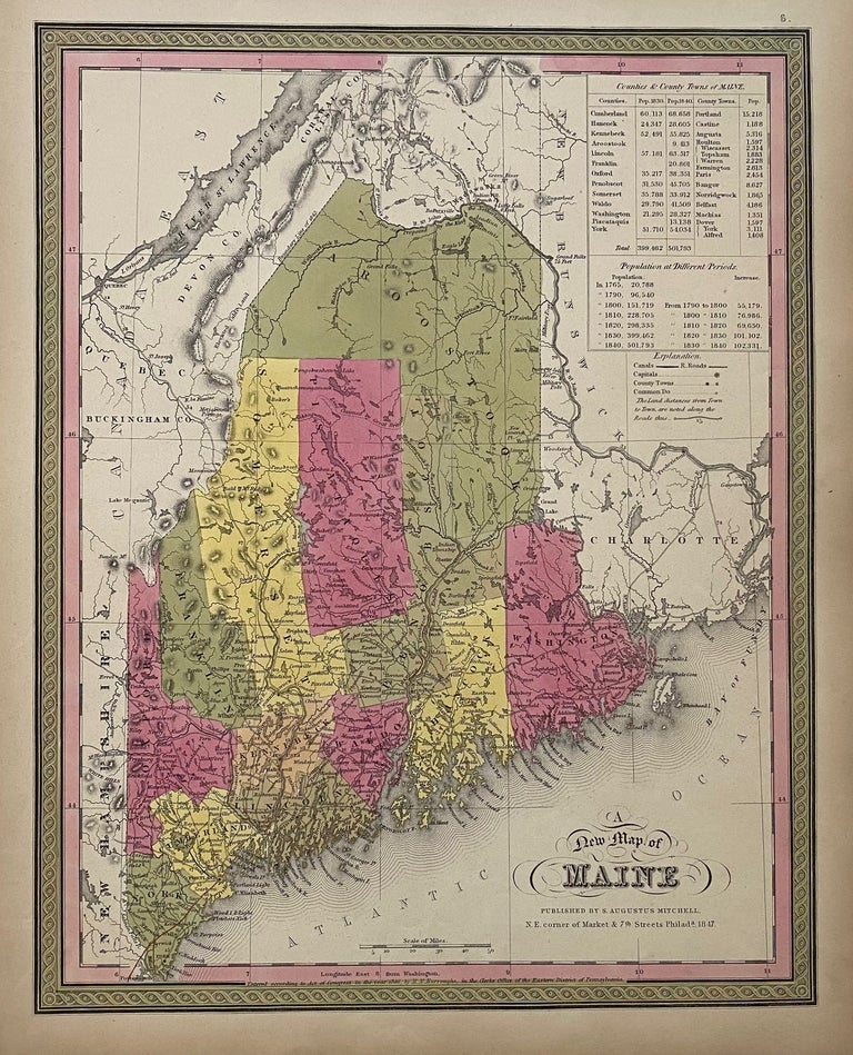 Item #310373 A New Map of Maine. Samuel Augustus Sr MITCHELL.