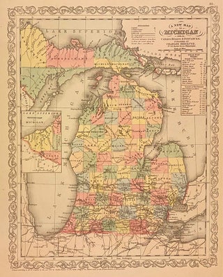 Item #310757 A New Map of Michigan with its Canals, Roads, & Distances. Charles DESILVER