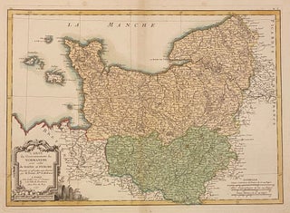 Item #311411 Carte du Gouvernement de Normandie avec celui du Maine et Perche; 1771 Bonne Map of...