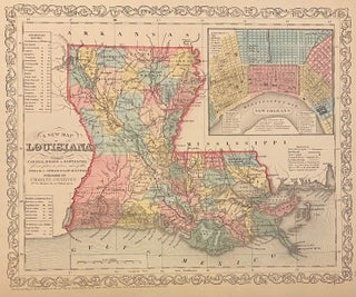 Item #311442 A New Map of Louisiana with its Canals, Roads, & Distances. Charles DESILVER