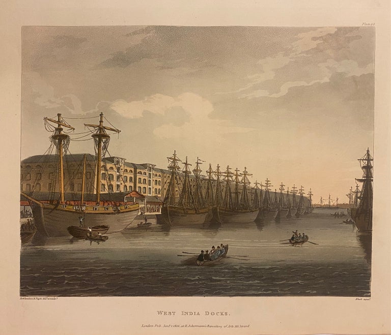 Item #312278 West India Docks. Thomas ROWLANDSON, A. C. PUGIN.