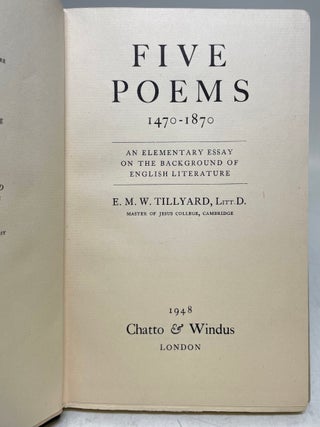 Five Poems , 1470-1870:; An Elementary Essay on the background of English Literature.