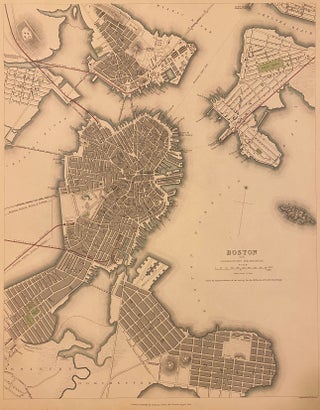 Item #316290 Boston with Charlestown and Roxbury. SDUK, Society for the Diffusion of Useful...