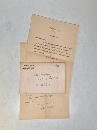 Item #316894 2 autographed letters, signed "Vita Nicolson", to Miss McGlade. Vita SACKVILLE-WEST