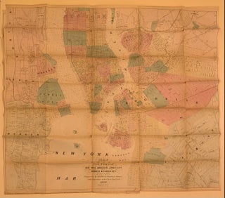 Item #318973 Map of the Five Cities of New York, Brooklyn, Jersey City, Hoboken and Hudson City....