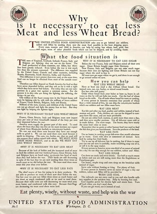 Item #319368 Why is it necessary to eat less Meat and less Wheat Bread? United States Food...