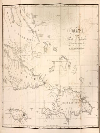 Item #321001 Map of the Route of Columbus, on arriving among the Bahama Islands. D. G JOHNSON