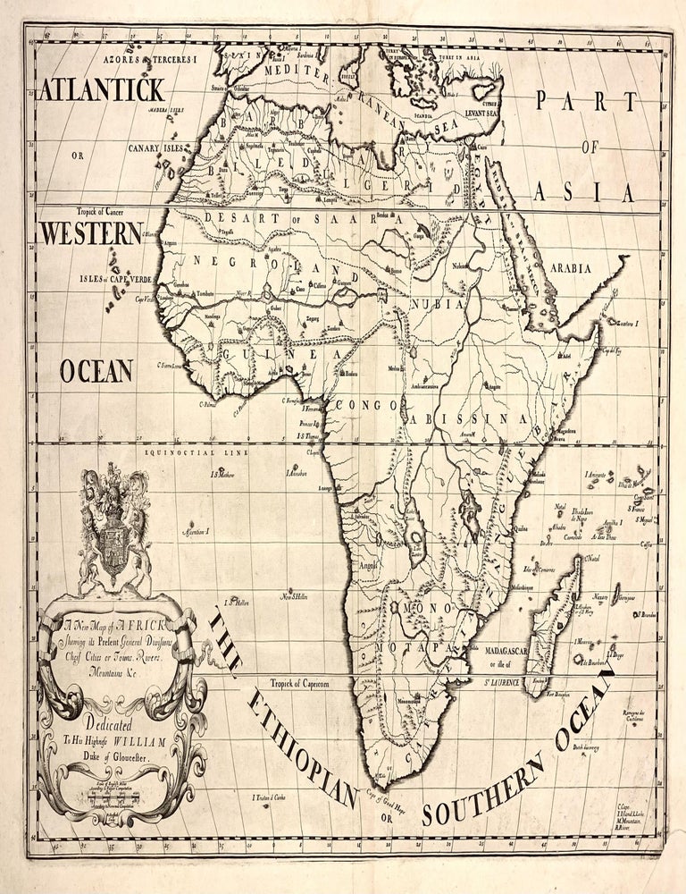 Item #322455 A New Map of Africk Shewing Its Present General Divisions, Chief Cities or Towns, Rivers, Mountains &c. Edward WELLS.