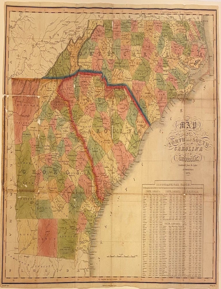 Item #322499 Map of North and South Carolina and Georgia; Constructed from the Latest Authorities. Anthony FINLEY.