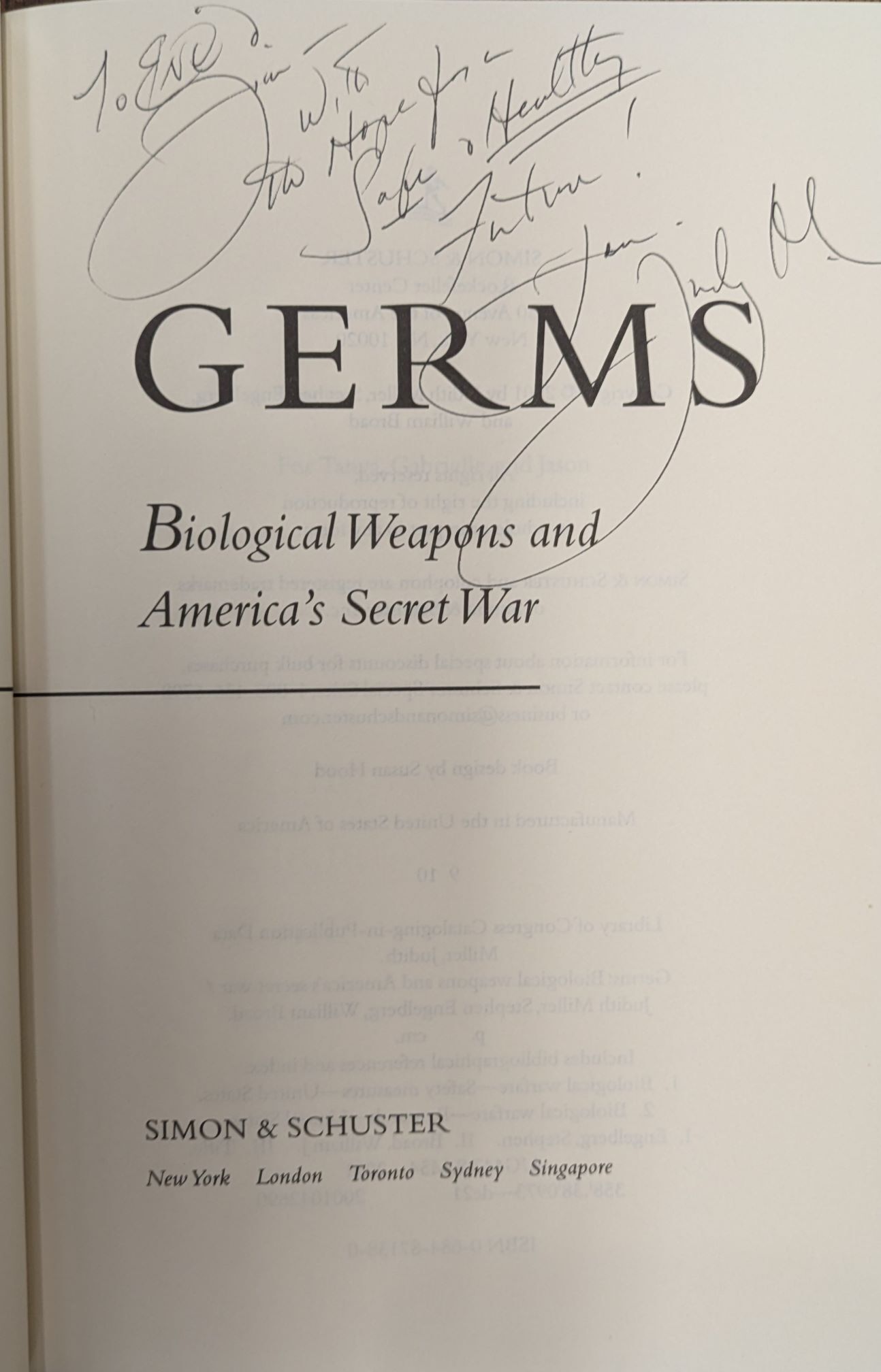 Germs: Biological Weapons and America's Secret War | Judith MILLER ...