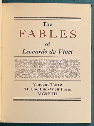 Item #323308 The Fables of Leonardo da Vinci. Leonardo DA VINCI