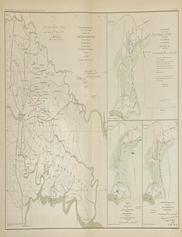 Item #325258 Map of the Battle-Grounds in the Vicinity of Richmond, VA. Julius BIEN.