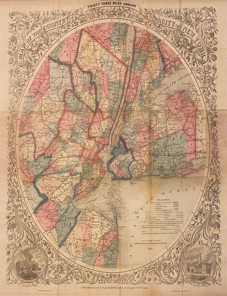 Item #326161 Map of the Country Thirty Three Miles Around the City of New York. COLTON, G. W. Co., C. B.