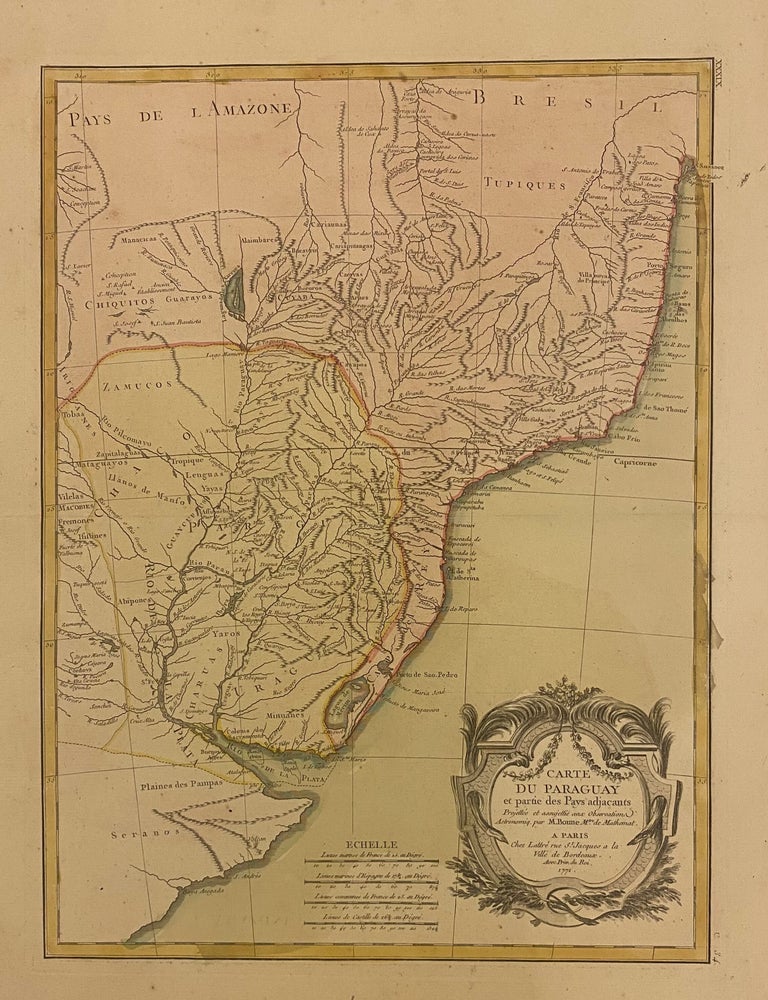 Item #326454 Carte du Paraguay et partie des Pays adjacents. Rigobert BONNE.
