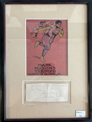 Item #328271 Closing last two lines of an A.L.S., with sentiment and full signature. Horatio Jr...
