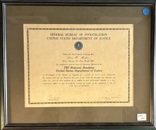 Item #328315 FBI National Academy Course Graduation Certificate signed by J. Edgar Hoover &...